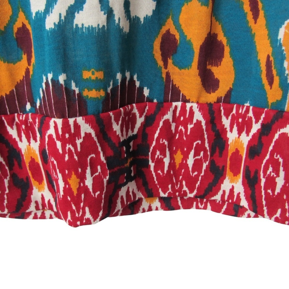 Tory Burch Sabrina Ikat Top Size Small Long Sleeves Pima Cotton Western Aztec - Picture 5 of 10